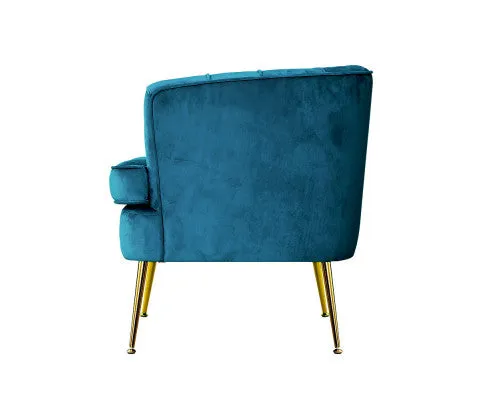 Armchair Lounge Chair Accent Armchairs Sofa Chairs Velvet Couch - Blue