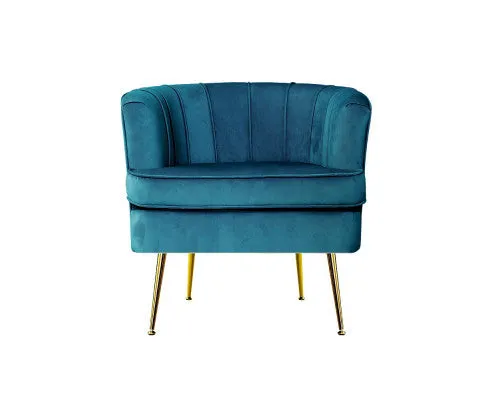 Armchair Lounge Chair Accent Armchairs Sofa Chairs Velvet Couch - Blue