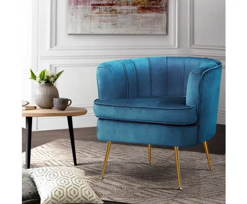 Armchair Lounge Chair Accent Armchairs Sofa Chairs Velvet Couch - Blue