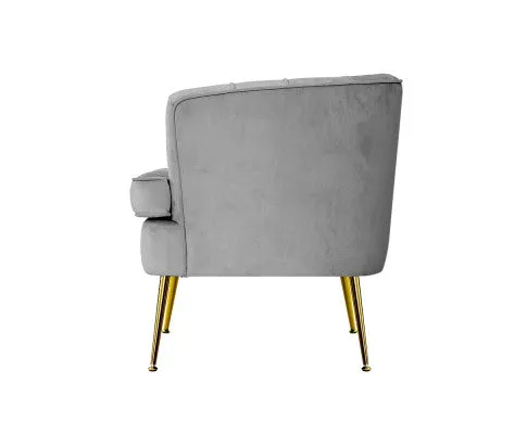 Armchair Lounge Chair Accent Armchairs Sofa Chairs Velvet Couch - Grey