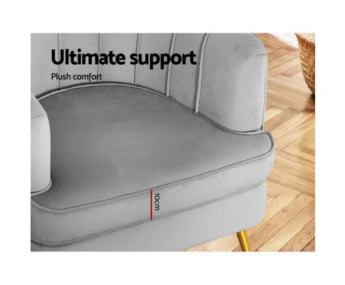 Armchair Lounge Chair Accent Armchairs Sofa Chairs Velvet Couch - Grey