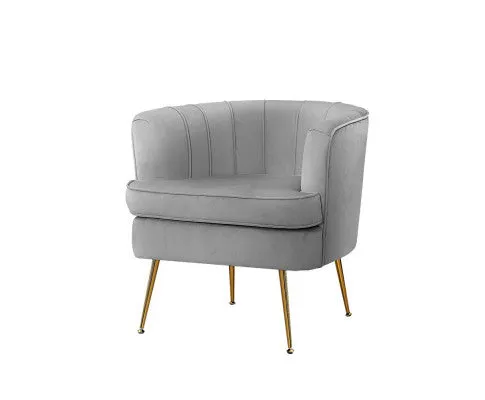 Armchair Lounge Chair Accent Armchairs Sofa Chairs Velvet Couch - Grey