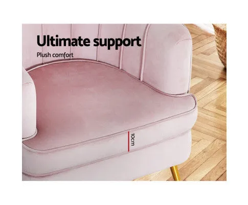 Armchair Lounge Chair Accent Armchairs Sofa Chairs Velvet Couch - Pink
