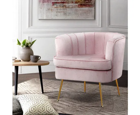 Armchair Lounge Chair Accent Armchairs Sofa Chairs Velvet Couch - Pink