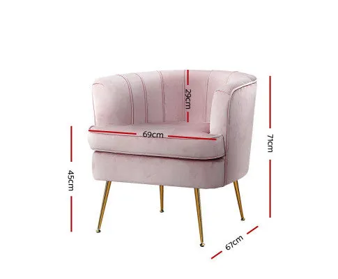Armchair Lounge Chair Accent Armchairs Sofa Chairs Velvet Couch - Pink