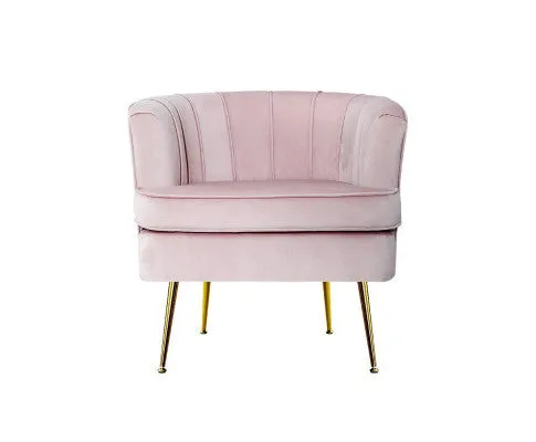Armchair Lounge Chair Accent Armchairs Sofa Chairs Velvet Couch - Pink
