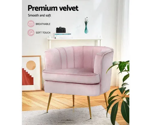 Armchair Lounge Chair Accent Armchairs Sofa Chairs Velvet Couch - Pink