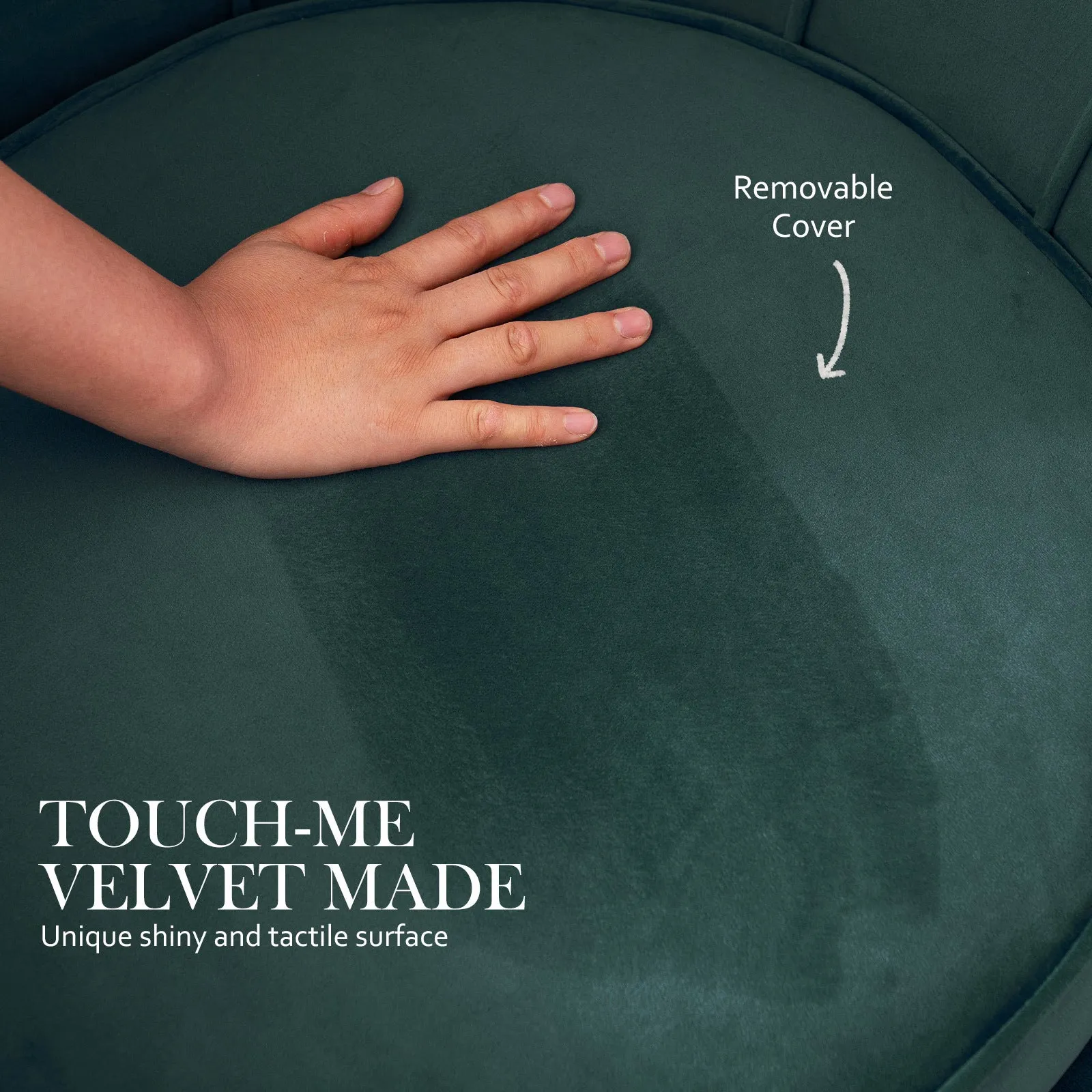 Armchair Lounge Chair Accent Velvet Shell Scallop   Ottoman Footstool Round GREEN