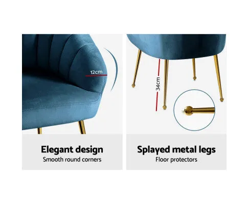 Armchair Lounge Chair Armchairs Accent Chairs Velvet Sofa Couch - Blue