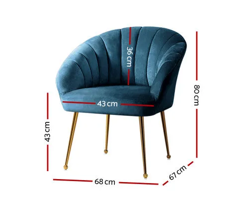 Armchair Lounge Chair Armchairs Accent Chairs Velvet Sofa Couch - Blue