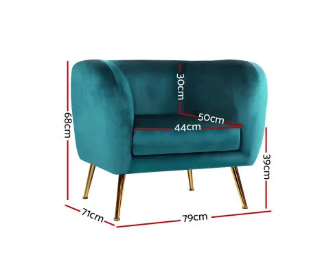 Armchair Lounge Sofa Arm Chair Accent Chairs Armchairs Couch Velvet Green