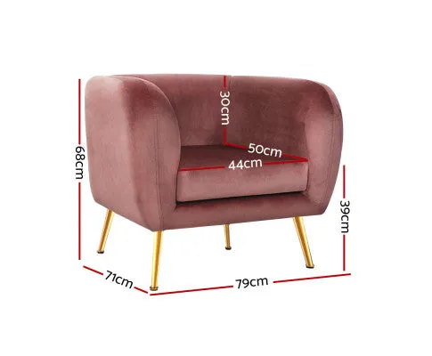 Armchair Lounge Sofa Arm Chair Accent Chairs Armchairs Couch Velvet Pink
