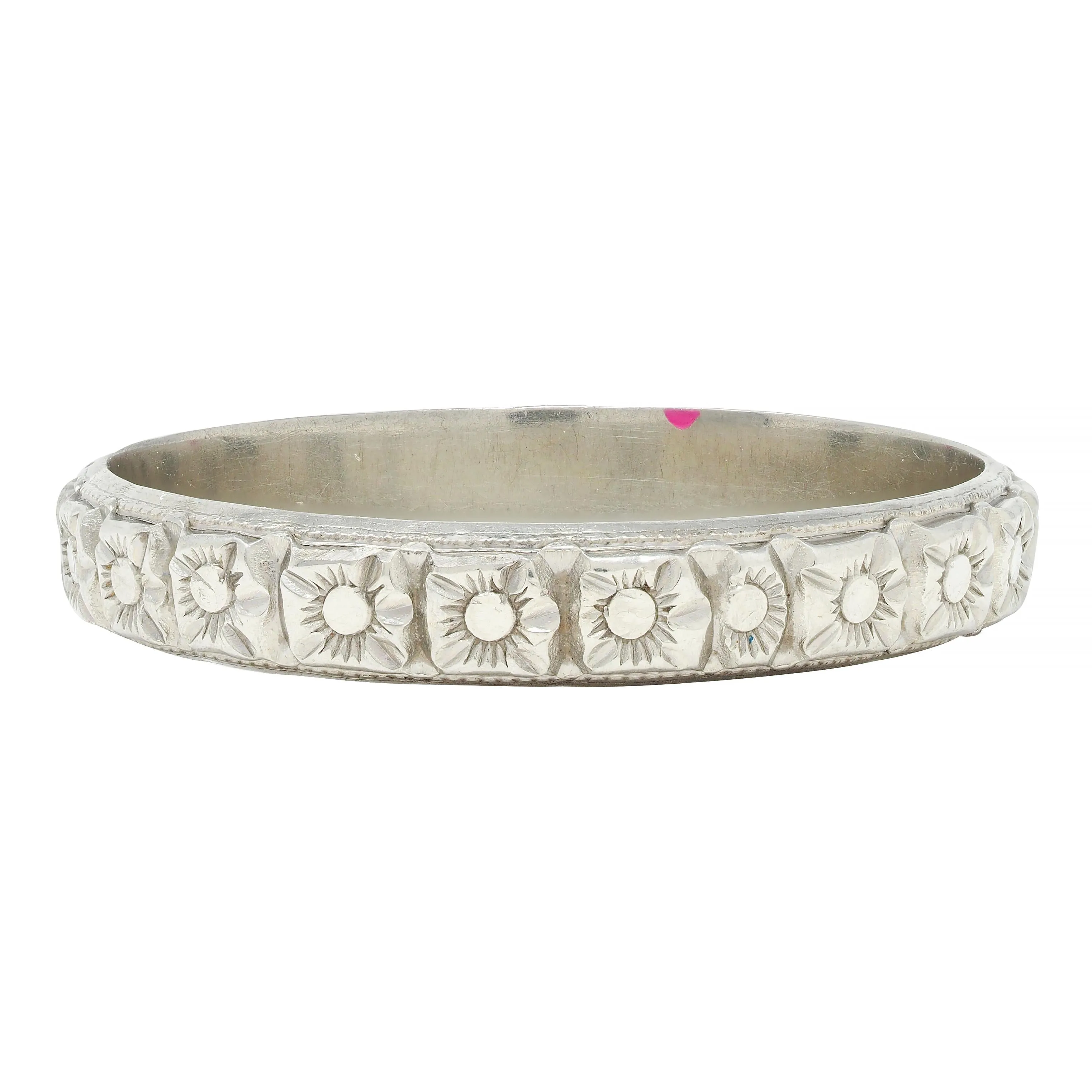 Art Deco 18 Karat White Gold Orange Blossom Vintage Wedding Band Ring