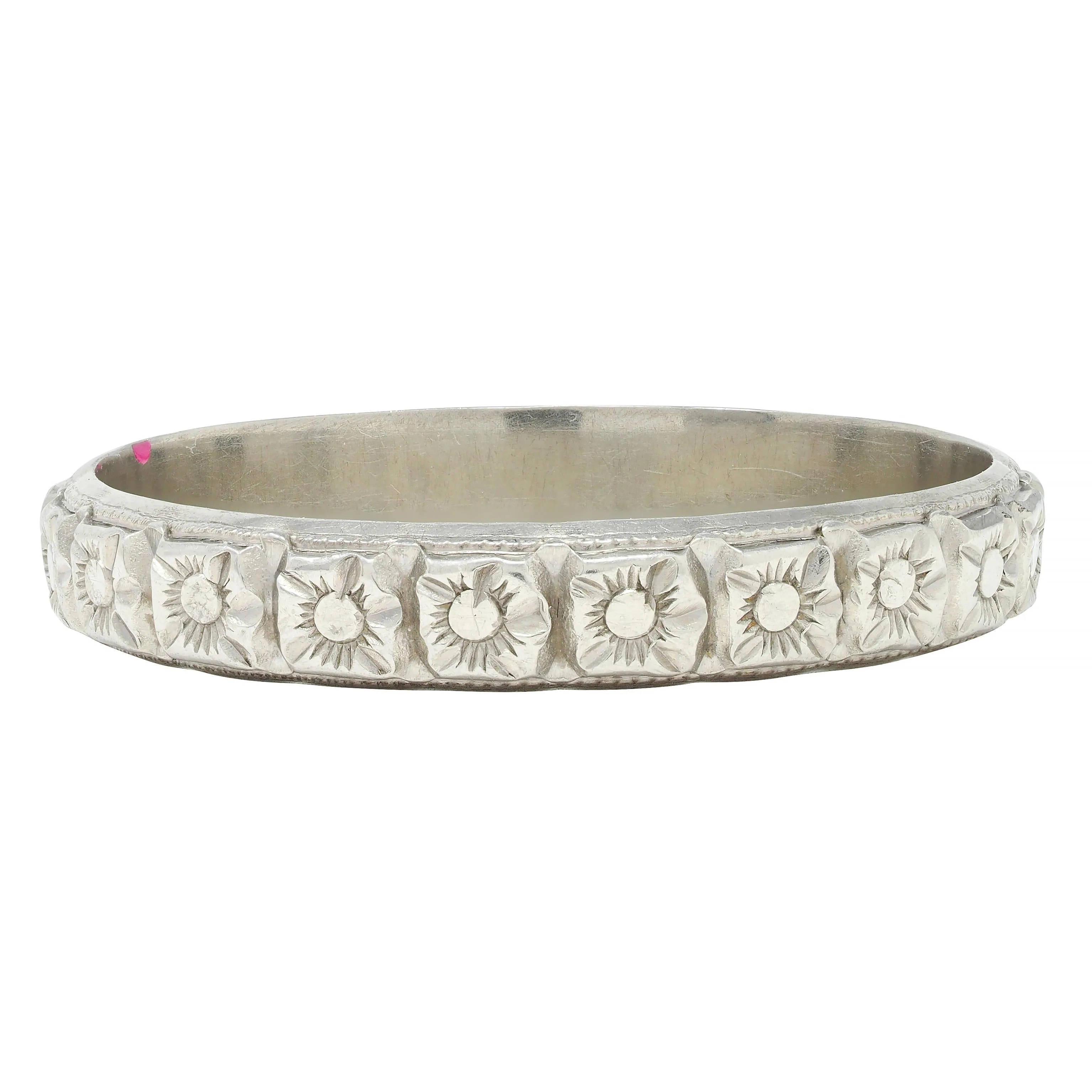 Art Deco 18 Karat White Gold Orange Blossom Vintage Wedding Band Ring