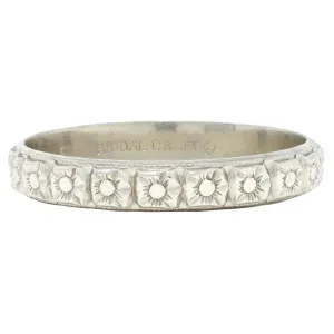 Art Deco 18 Karat White Gold Orange Blossom Vintage Wedding Band Ring