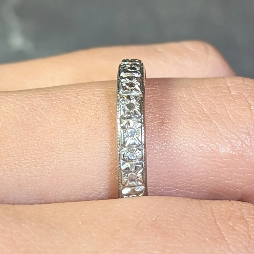 Art Deco 18 Karat White Gold Orange Blossom Vintage Wedding Band Ring