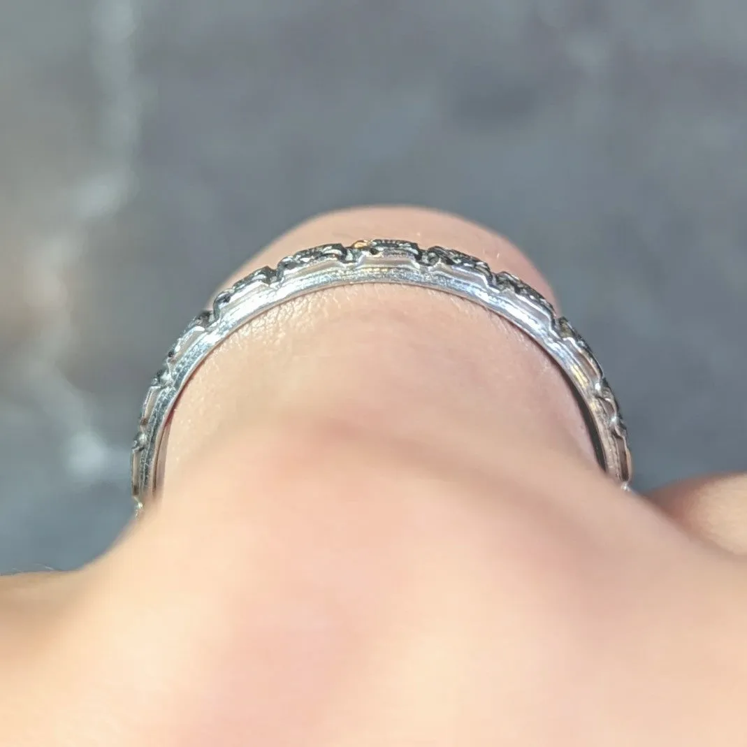 Art Deco 18 Karat White Gold Orange Blossom Vintage Wedding Band Ring