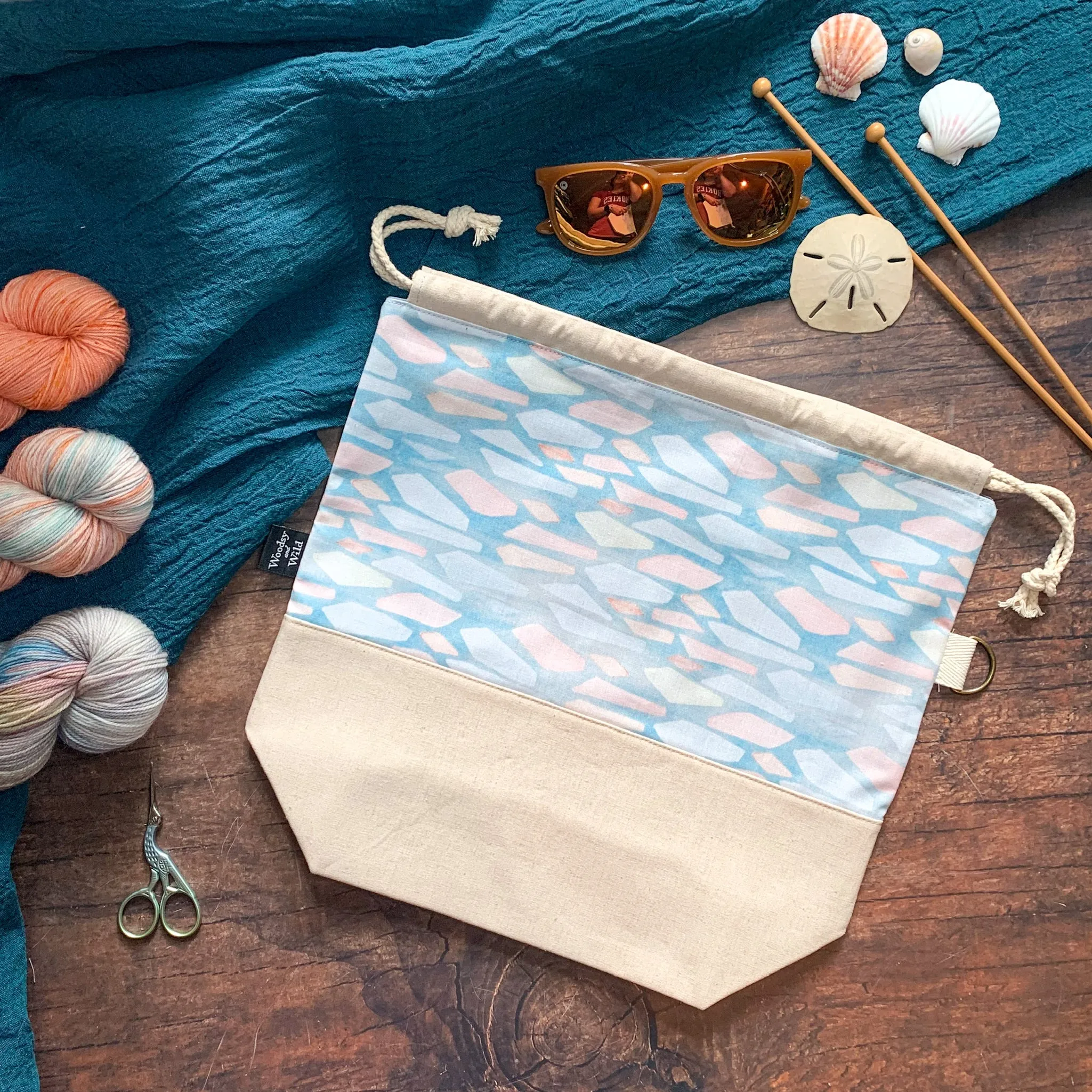 *Beach Glass* (Soft Geometric Watercolor)- Knitting Project Bag- Ready to Ship