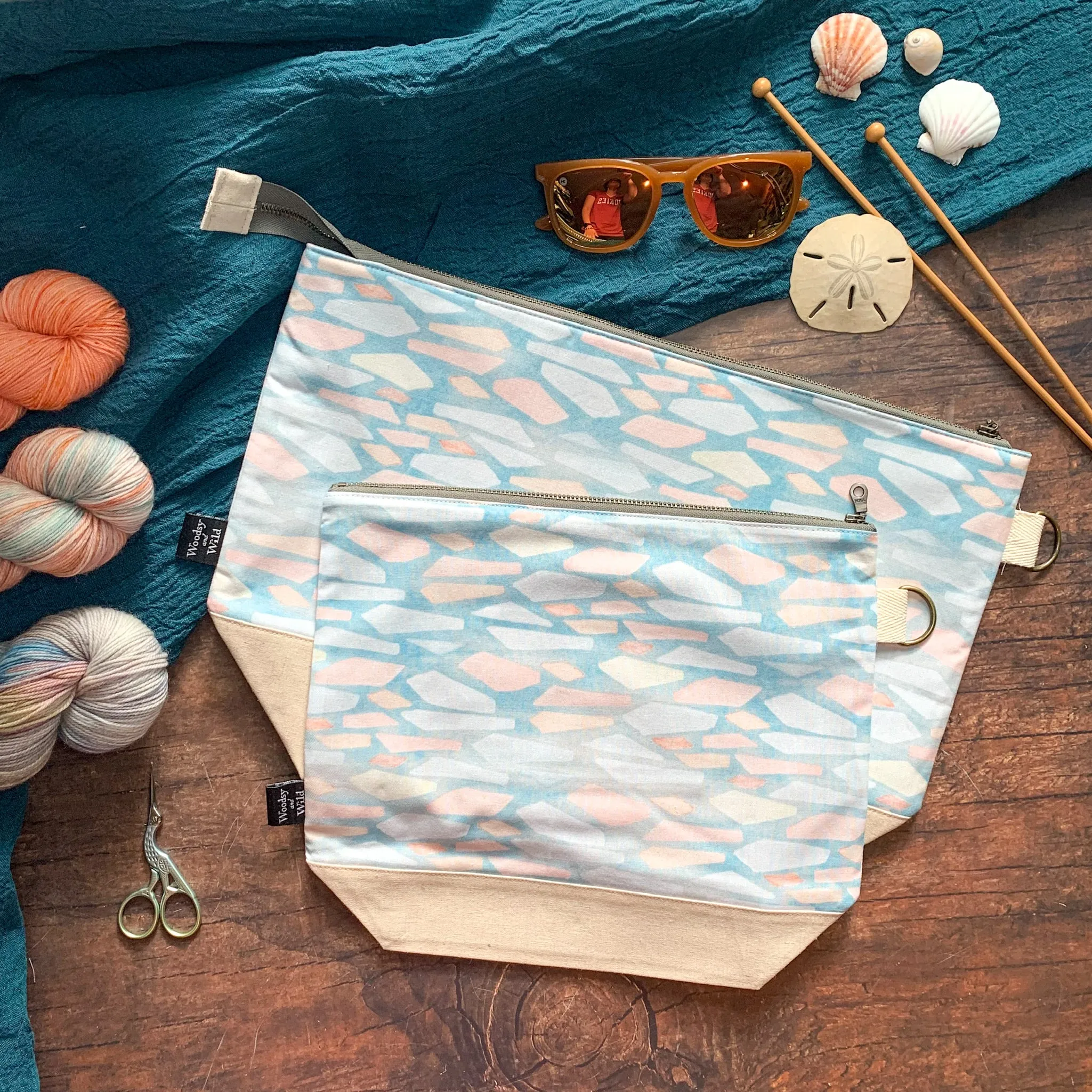 *Beach Glass* (Soft Geometric Watercolor)- Knitting Project Bag- Ready to Ship