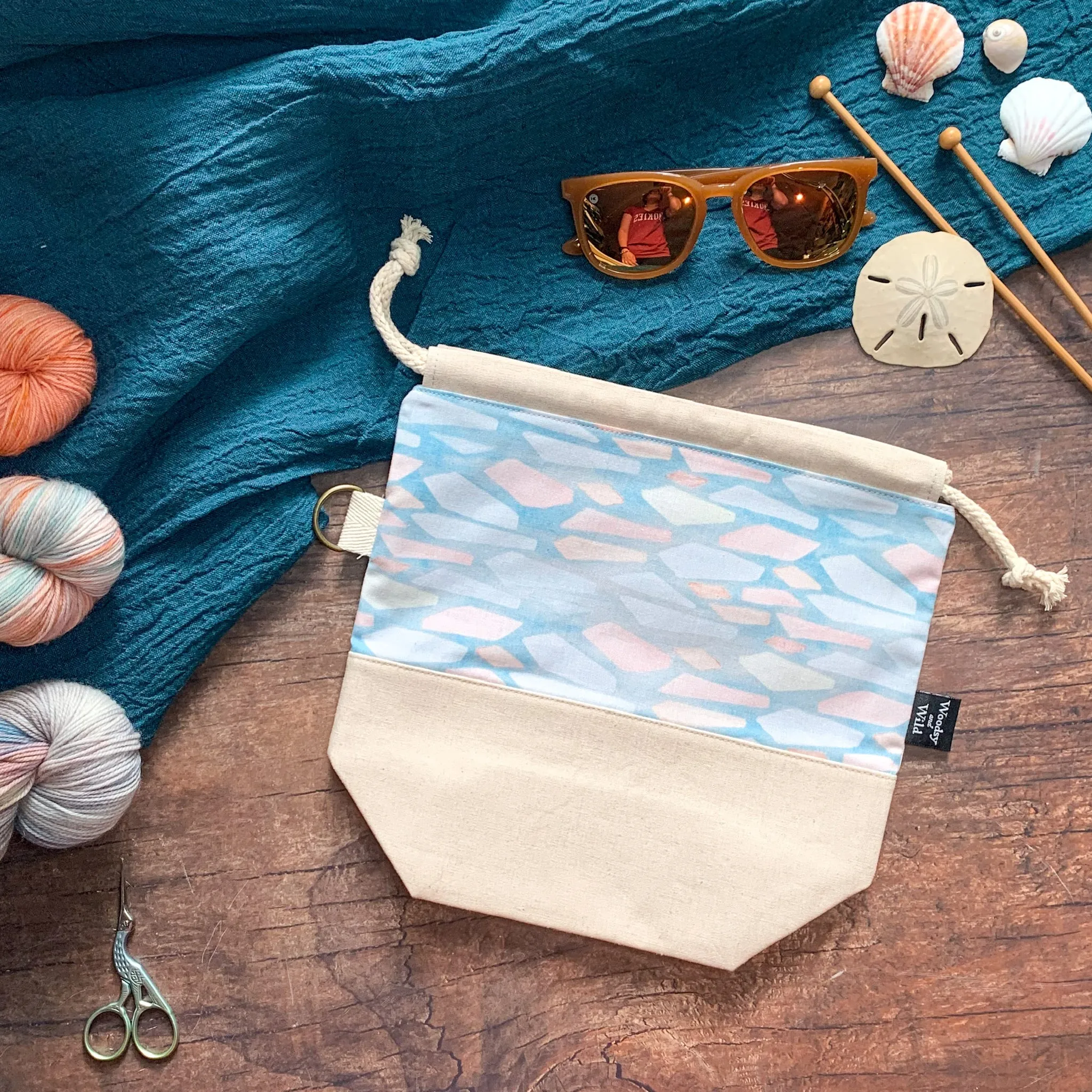 *Beach Glass* (Soft Geometric Watercolor)- Knitting Project Bag- Ready to Ship