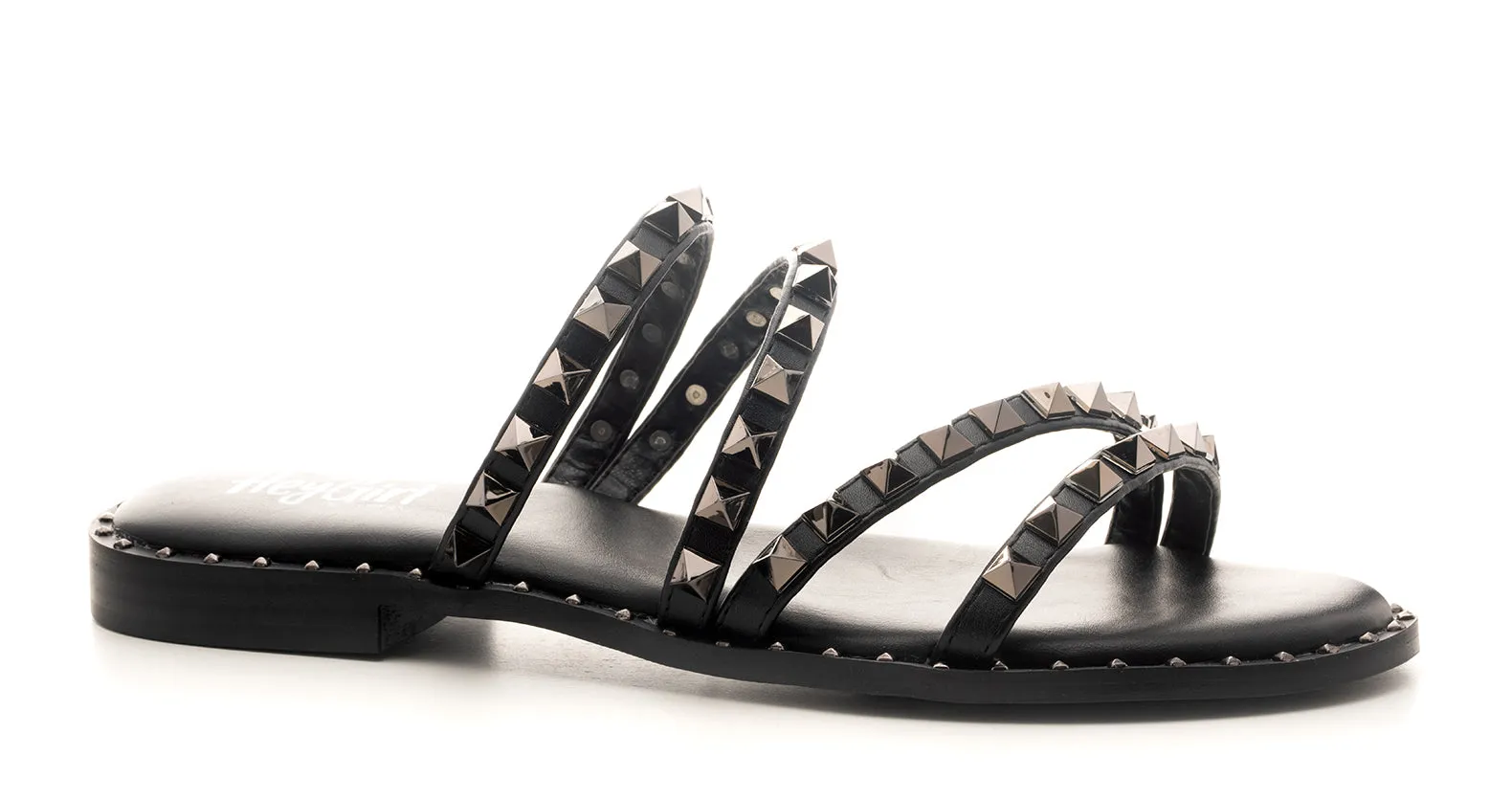 Beach Please Studded Sandals - Black