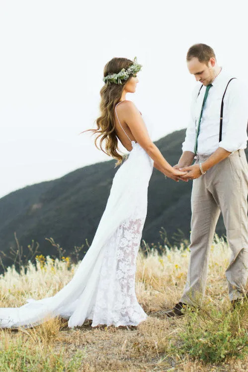 Beach Wedding Dress, Summer Bridal Gown Dress, Spaghetti Bridal Dress