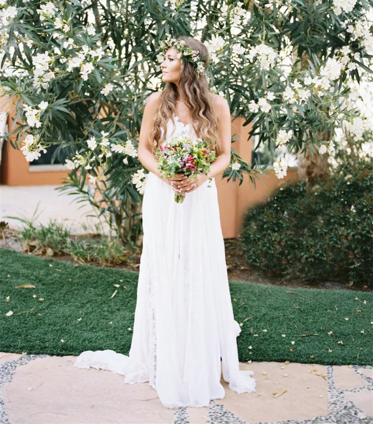 Beach Wedding Dress, Summer Bridal Gown Dress, Spaghetti Bridal Dress
