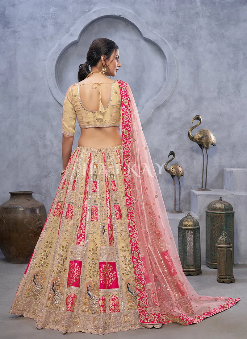Beige And Pink Bridal Lehenga Choli