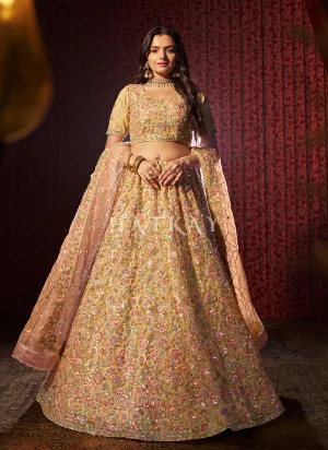 Beige Embroidery Bridal Lehenga Choli