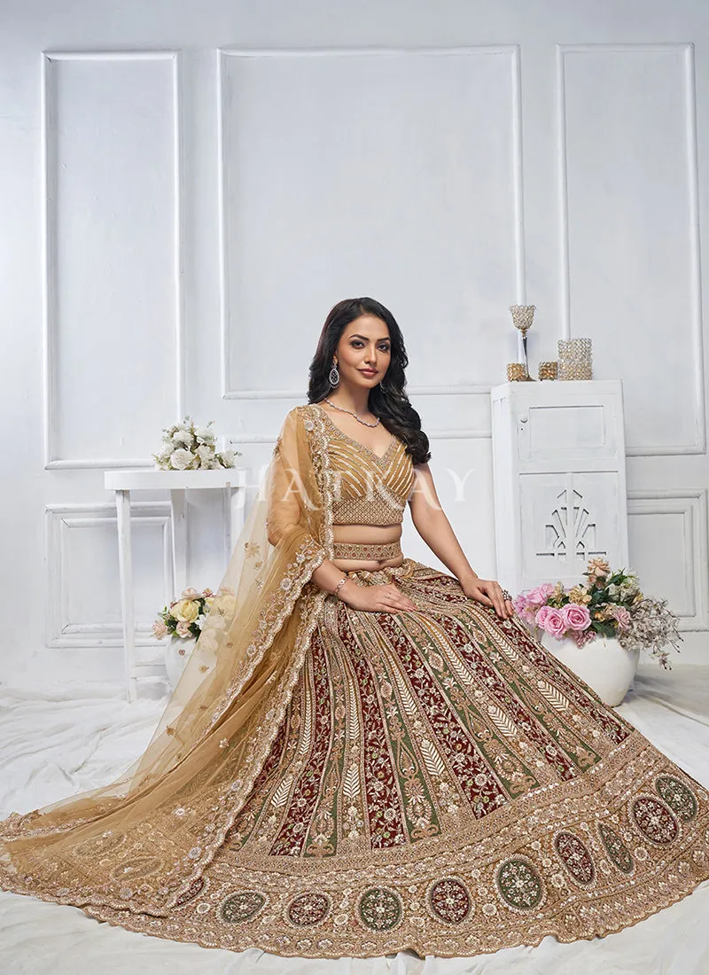 Beige Golden Bridal Lehenga Choli