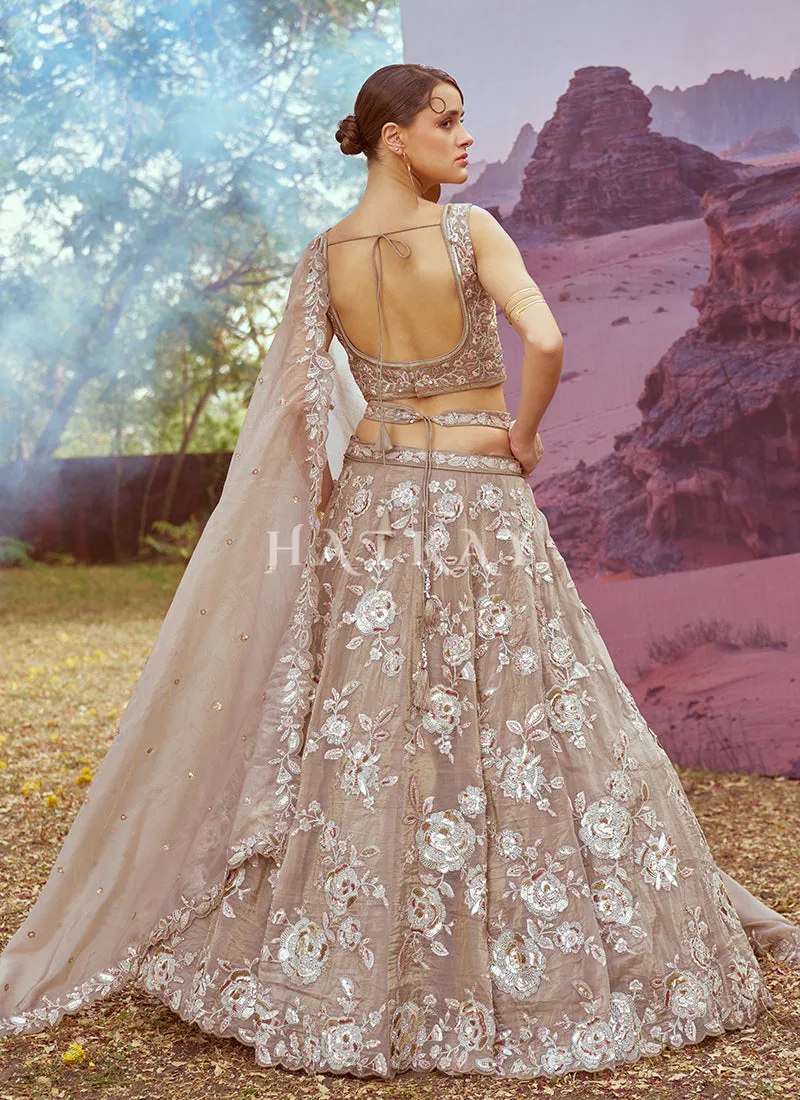 Beige Multi Embroidery Bridal Lehenga Choli