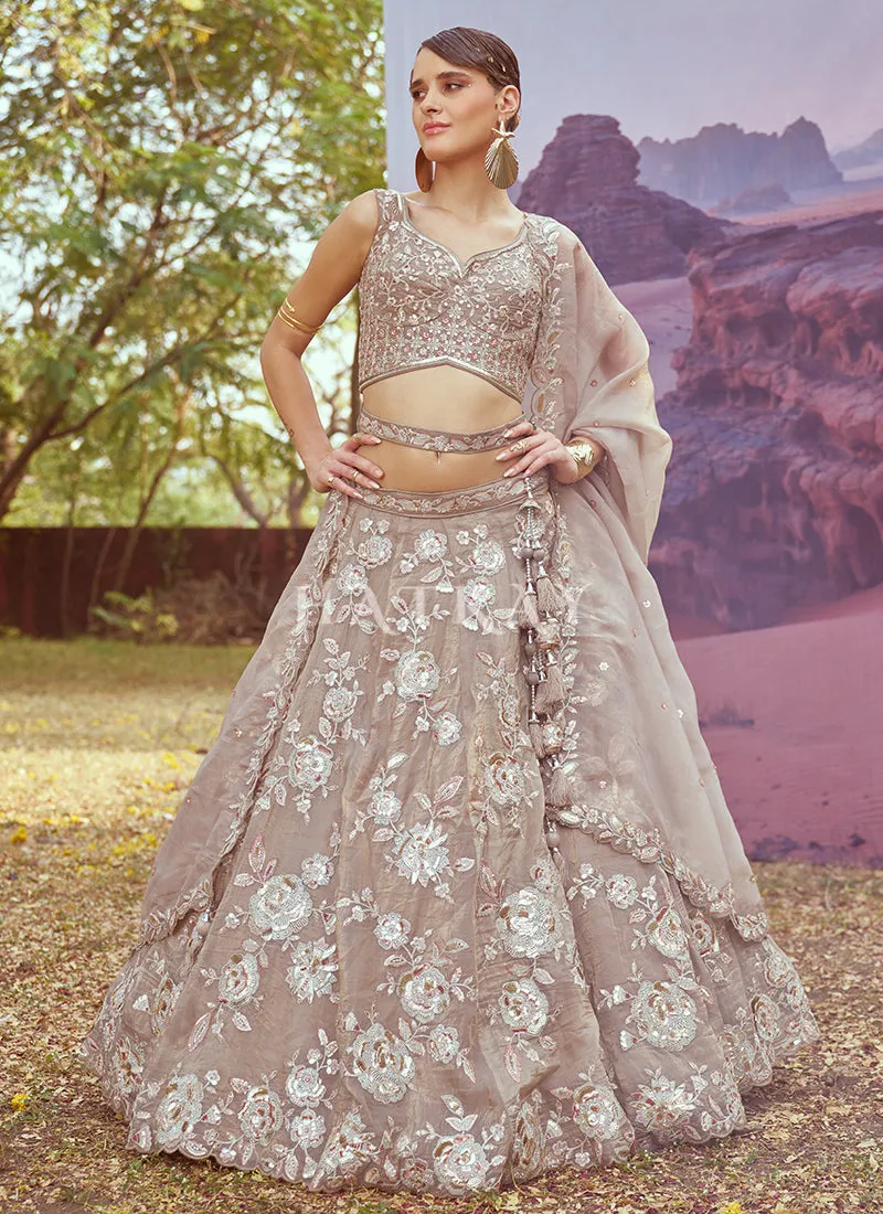Beige Multi Embroidery Bridal Lehenga Choli