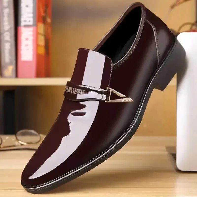 binfenxie  -  Men’s Dress Shoes Patent Leather Wedding Loafers Metal Decoration Casual  Loafer Oxford Formal Shoes for Successful Men's Shoes