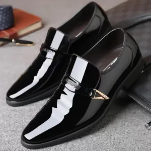 binfenxie  -  Men’s Dress Shoes Patent Leather Wedding Loafers Metal Decoration Casual  Loafer Oxford Formal Shoes for Successful Men's Shoes