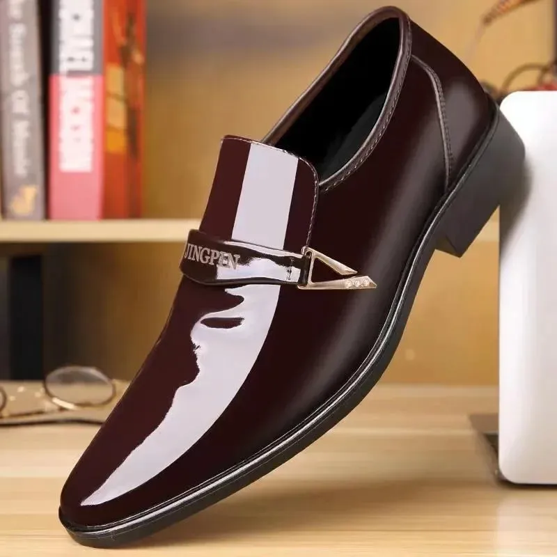 binfenxie  -  Men’s Dress Shoes Patent Leather Wedding Loafers Metal Decoration Casual  Loafer Oxford Formal Shoes for Successful Men's Shoes