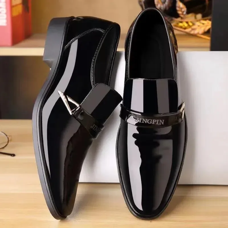 binfenxie  -  Men’s Dress Shoes Patent Leather Wedding Loafers Metal Decoration Casual  Loafer Oxford Formal Shoes for Successful Men's Shoes