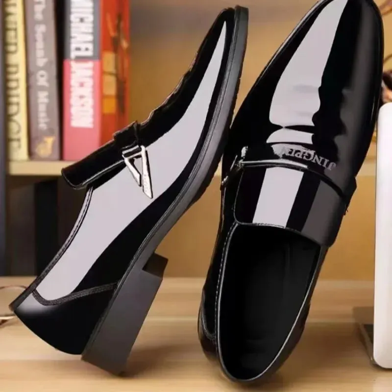 binfenxie  -  Men’s Dress Shoes Patent Leather Wedding Loafers Metal Decoration Casual  Loafer Oxford Formal Shoes for Successful Men's Shoes