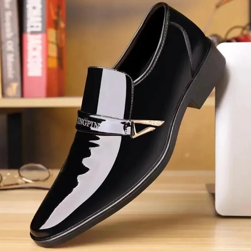 binfenxie  -  Men’s Dress Shoes Patent Leather Wedding Loafers Metal Decoration Casual  Loafer Oxford Formal Shoes for Successful Men's Shoes