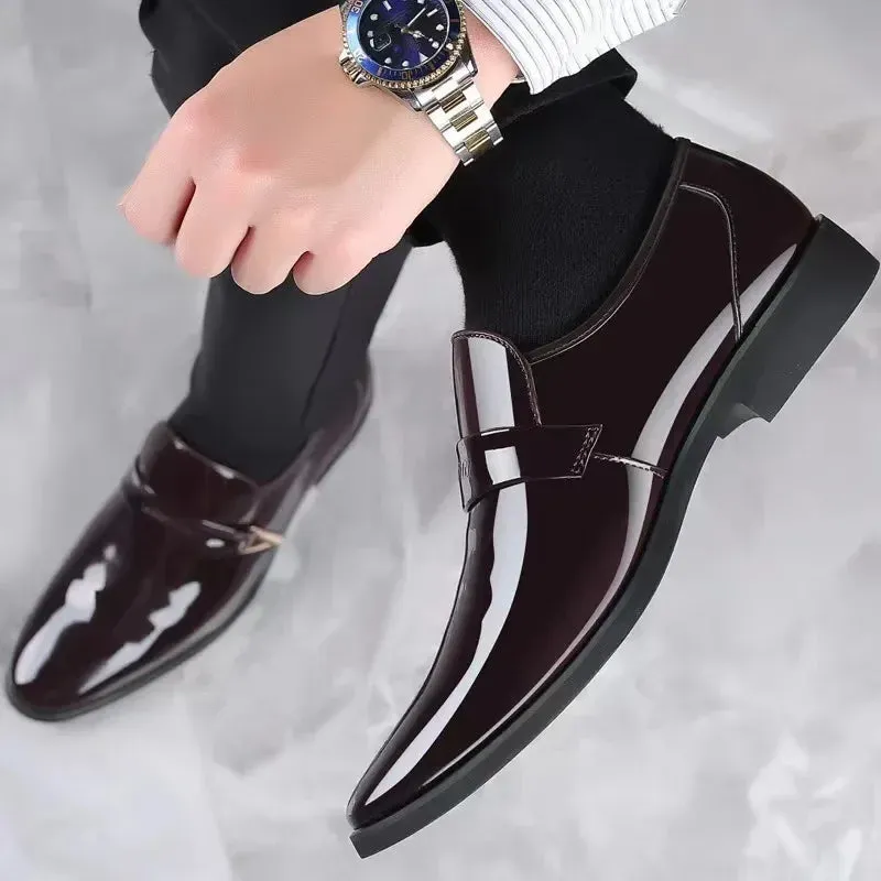 binfenxie  -  Men’s Dress Shoes Patent Leather Wedding Loafers Metal Decoration Casual  Loafer Oxford Formal Shoes for Successful Men's Shoes