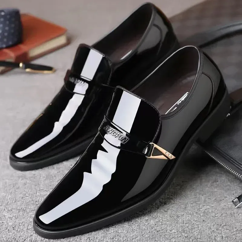 binfenxie  -  Men’s Dress Shoes Patent Leather Wedding Loafers Metal Decoration Casual  Loafer Oxford Formal Shoes for Successful Men's Shoes