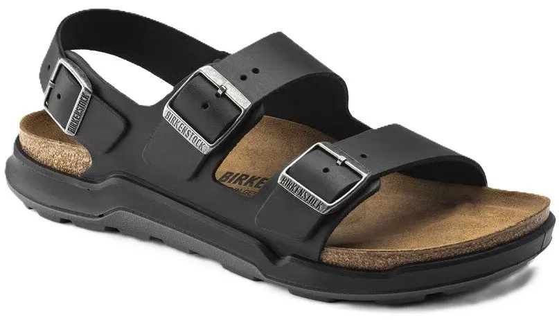 Birkenstock Milano Rugged Sandals - Black Oiled Leather | Polyurethane Sole