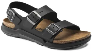Birkenstock Milano Rugged Sandals - Black Oiled Leather | Polyurethane Sole