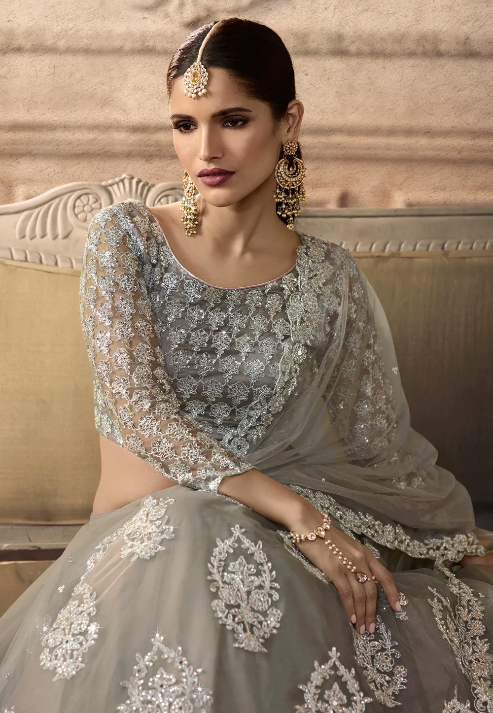 Biscuit Beige Festive Lehenga Choli Set