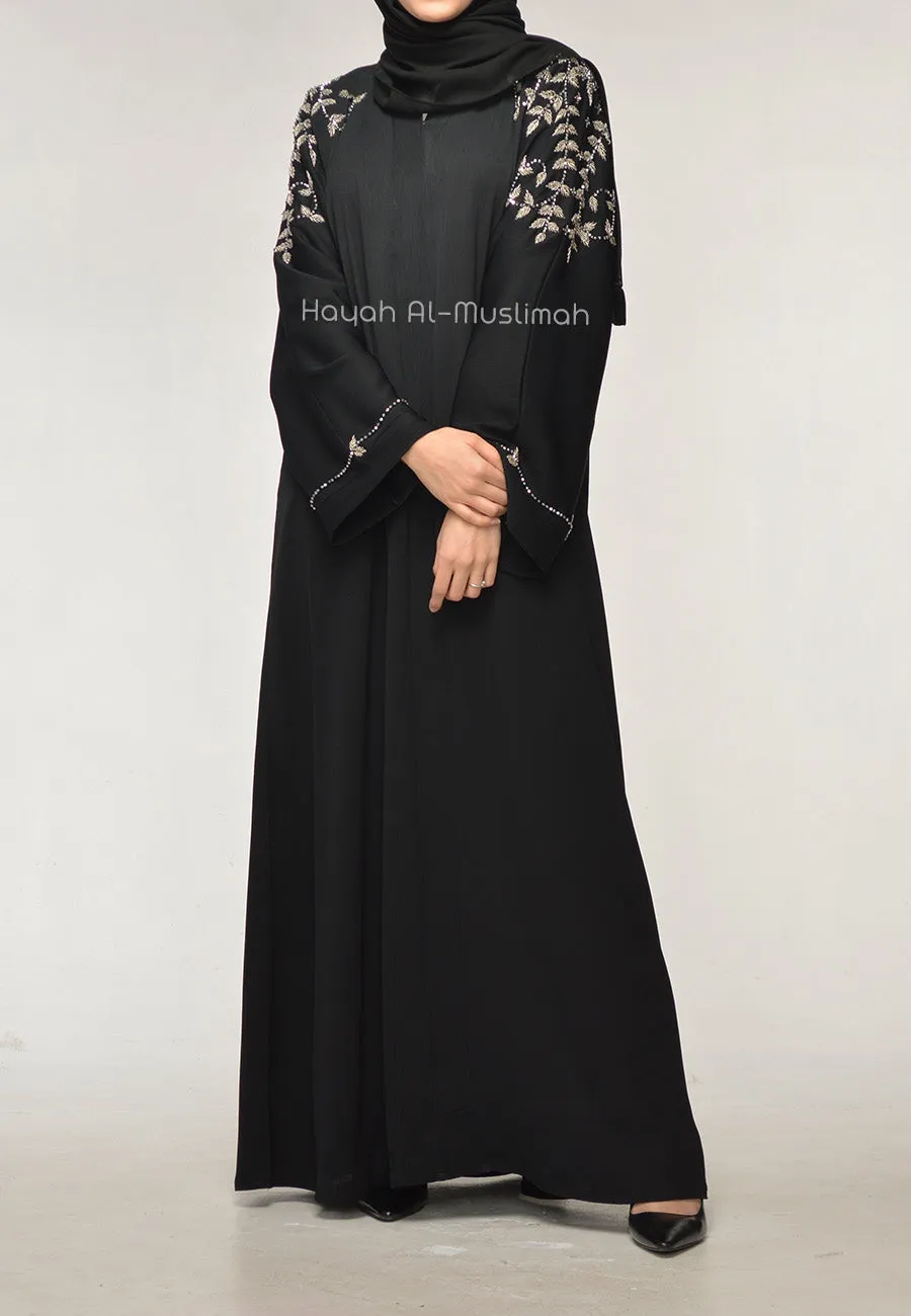 Black Abaya With Silver Embellishments (Premium)