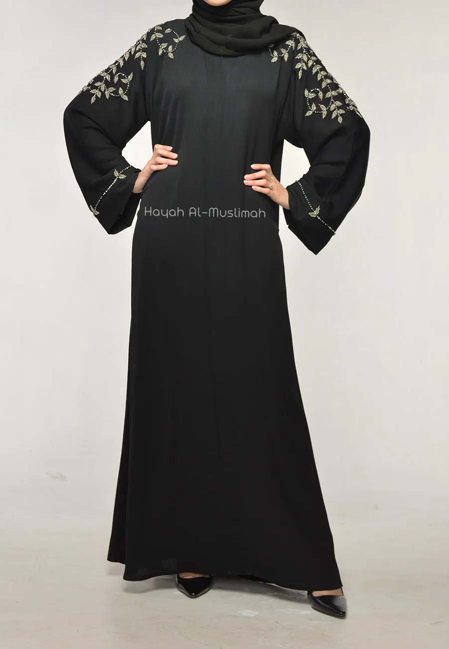 Black Abaya With Silver Embellishments (Premium)