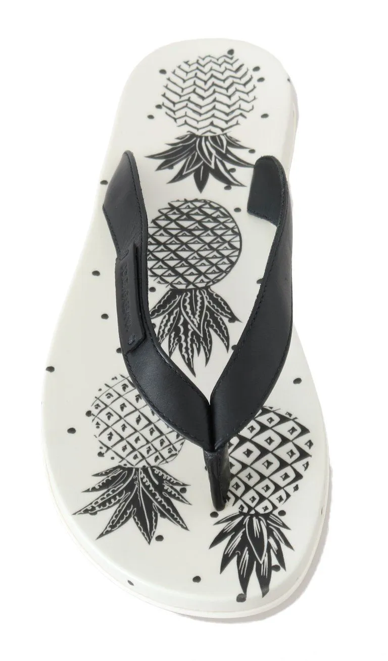 Black Leather Beach Slides Sandals