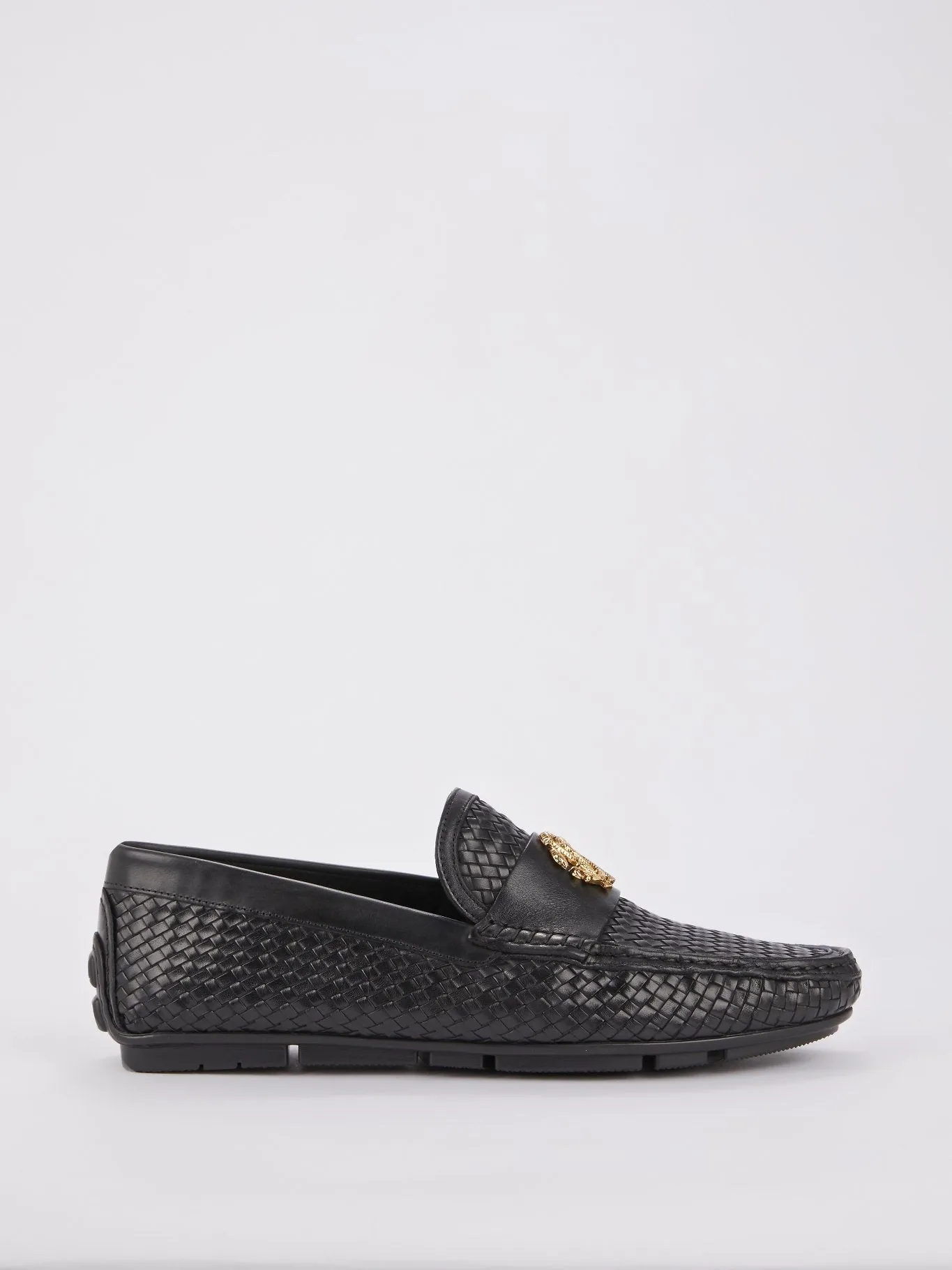 Black Monogram Weave Loafers