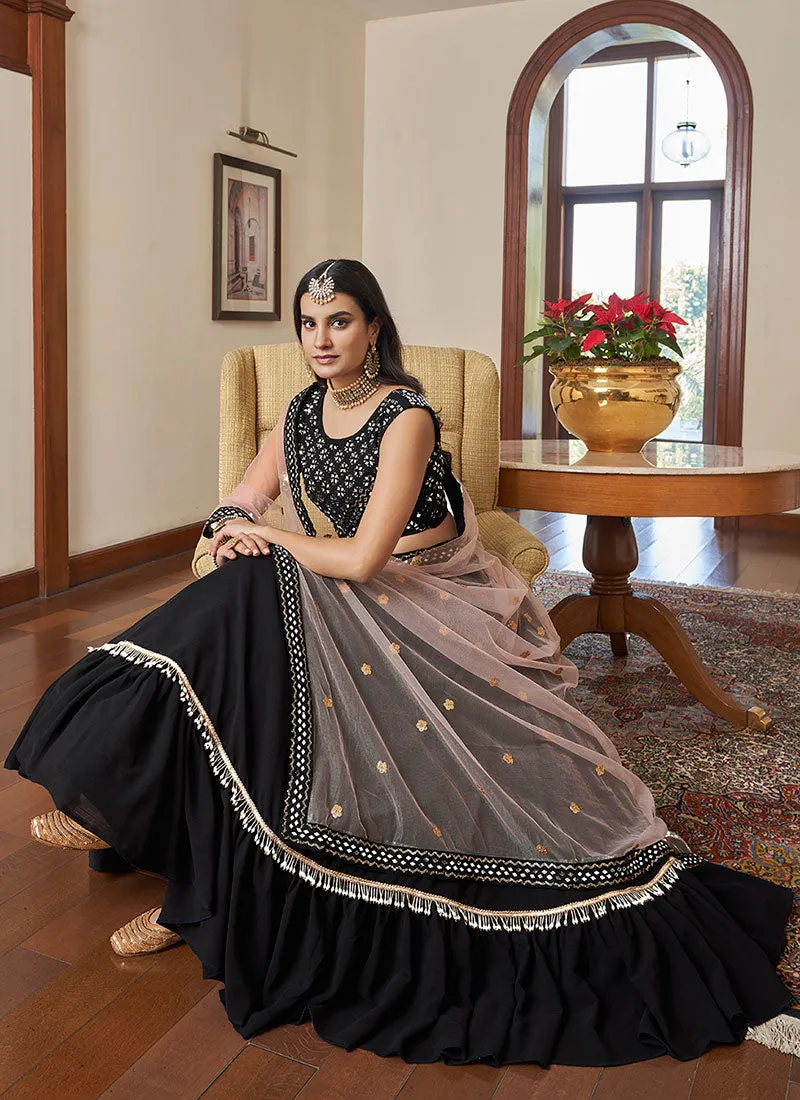 Black Multi Embroidered Designer Lehenga Choli