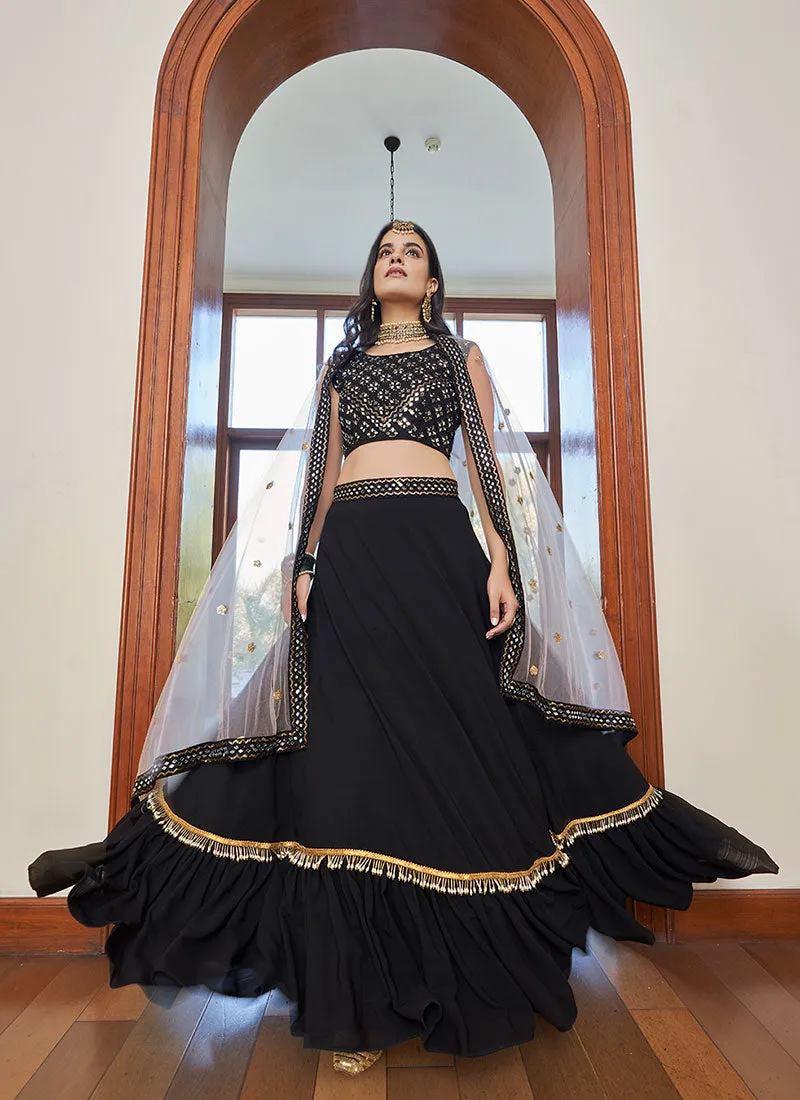 Black Multi Embroidered Designer Lehenga Choli