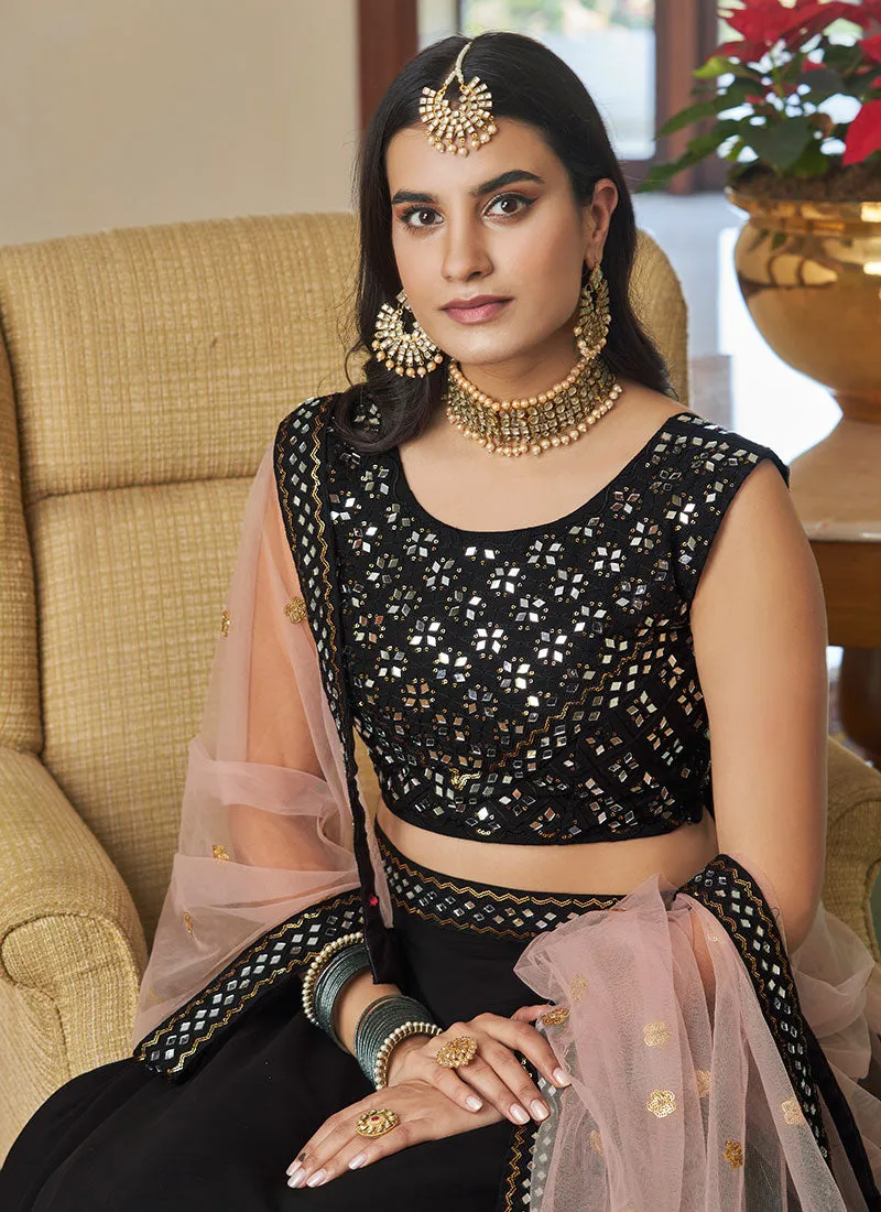 Black Multi Embroidered Designer Lehenga Choli